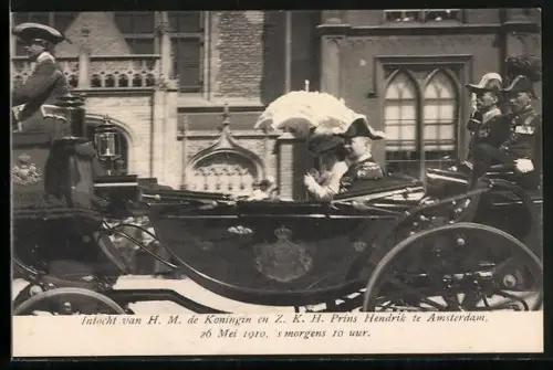 AK Königin Wilhelmina & Prinz Hendrik in Amsterdam 1910