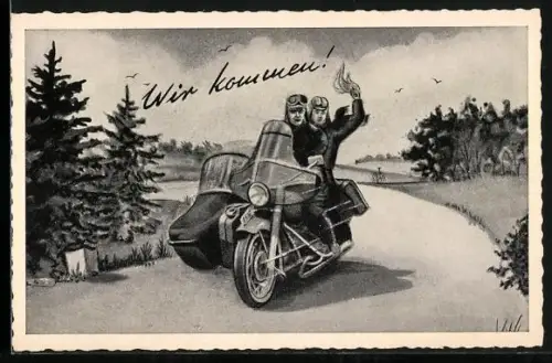 AK BMW-Motorrad mit Seitenwagen