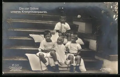 AK Die vier Söhne des Kronprinzenpaares Wilhelm von Preussen