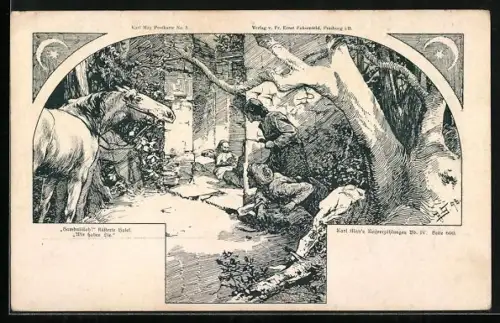 AK Karl Mays Reiseerzählungen, Männer spüren ein Banditenlager auf