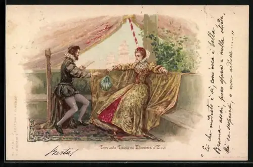 Lithographie Torquato Tasso ed Eleonora d`Este