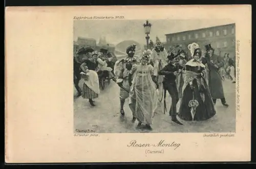 Künstler-AK G. Fischer: Faschings-Umzug zu Rosen-Montag