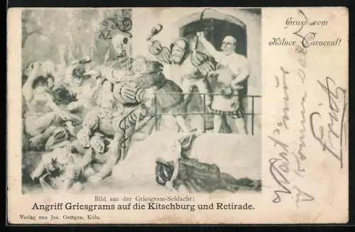 AK Kölner Karneval, Angriff Griesgrams auf die Kitschburg und Retirade