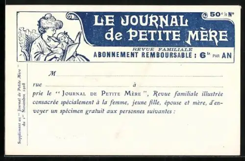 Künstler-AK Paris, Le Journal de Petite Mère, Rue Vulpian 14