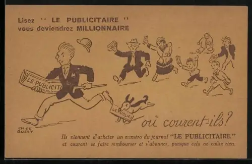 Künstler-AK Journal Le Publicitaire, Paris, Rue Saint-Lazare 20