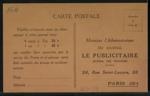 Künstler-AK Journal Le Publicitaire, Paris, Rue Saint-Lazare 20