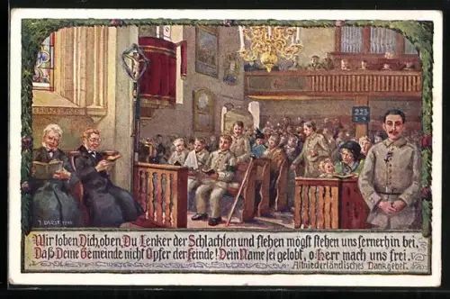 AK Propaganda, Soldaten und Bevölkerung beten für den Sieg