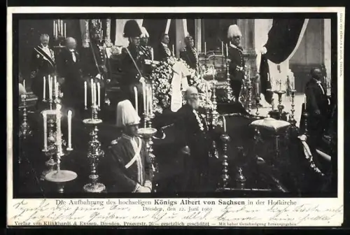 AK Dresden, Aufbahrung des Königs Albert von Sachsen in der Hofkirche, 1902