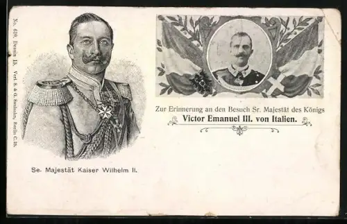 AK Berlin, Besuch Sr. Majestät des Königs Victor Emanuel III. von Italien, Se. Majestät Kaiser Wilhelm II.
