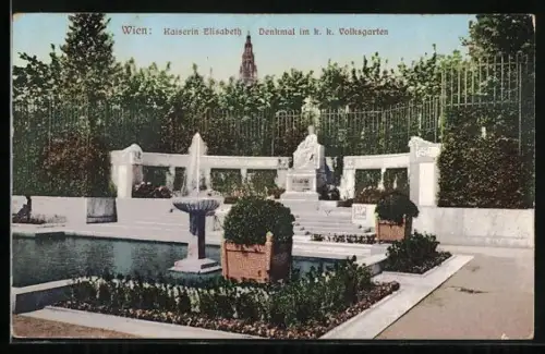 AK Wien, Kaiserin Elisabeth-Denkmal im k. k. Volksgarten