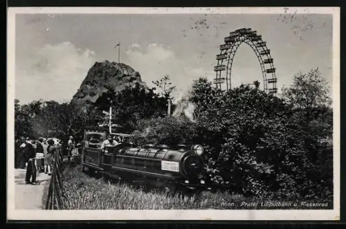 AK Wien, Wiener Prater, Liliputbahn und Riesenrad