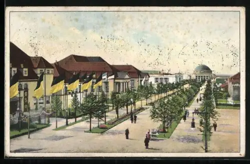 AK Leipzig, Weltausstellung für Buchgewerbe und Grafik 1914, Strasse der Nationen vom Eingang B aus