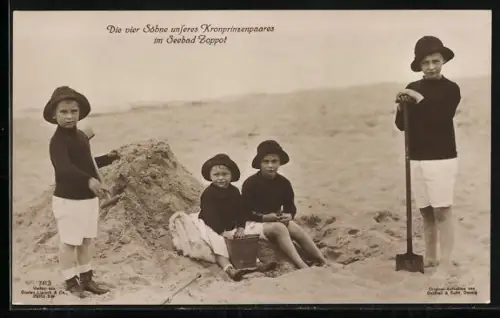 AK Zoppot / Sopot, Vier Söhne des Kronprinzen Wilhelm von Preussen