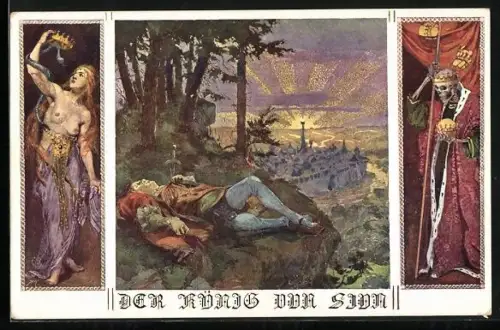 AK Der König von Sion, Der Tod, Königin mit Krone und Schlange