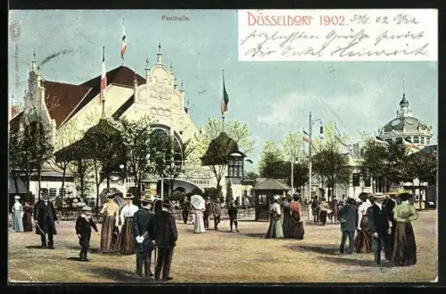 AK Düsseldorf, Düsseldorfer Ausstellung 1902, Festhalle
