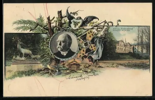 AK Friedrichsruh, Schloss Friedrichsruh, Sterbehaus des Fürsten Otto von Bismarck 1870-71, Begräbnisstätte