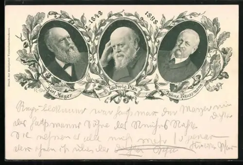 AK Karl Mayer, Ludwig Pfau, Julius Haussmann 1848-1898