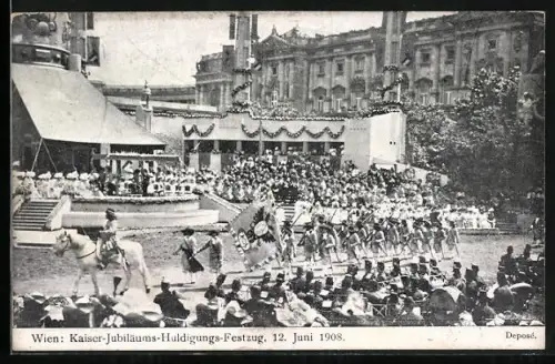 AK Wien, Kaiser-Jubliläums- Hulidigungs- Festzug am 12. Juni 1908, Fahnenträger