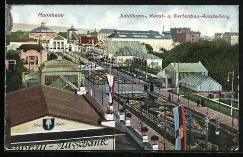 AK Mannheim, Jubiläums-, Kunst- & Gartenbau-Ausstellung, Ansicht vom Ausstellungsgelände
