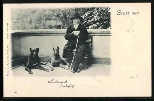 AK Friedrichsruh, Otto von Bismarck mit seinen Hunden