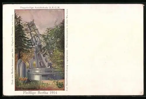AK 42 cm Mörser Fleissige Bertha 1914 in Stellung