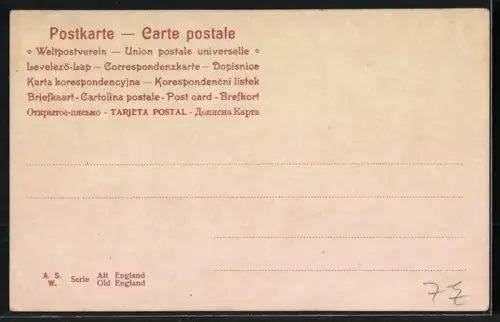 AK a Hurt Breakfast or Every Dog has his day, Jagdhunde u. Pferd fressen die Esswaren vom Tisch der Jäger