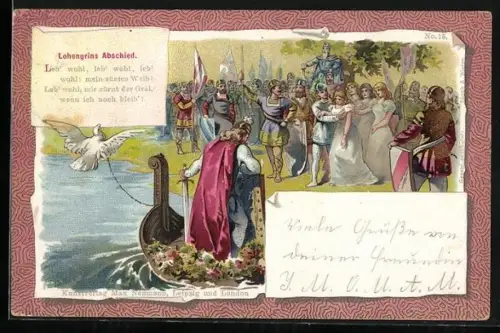 AK Lohengrins Abschied am Ufer