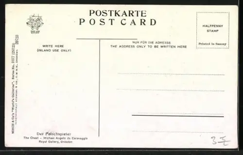 Künstler-AK Michelangelo de Caravaggio: Skat, die Falschspieler