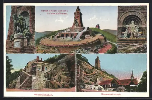 AK Kyffhäuser, Denkmal Kaiser Wilhelm I., Winterwirtschaft, Sommerwirtschaft