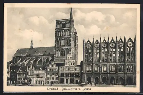 AK Stralsund, Nikolaikirche, Rathaus