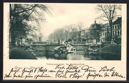 AK Düsseldorf, Tritonengruppe im Stadtgraben