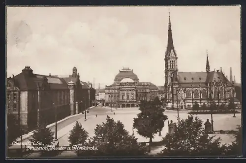 AK Chemnitz i. Sa., Museum, Theater, St. Petrikirche
