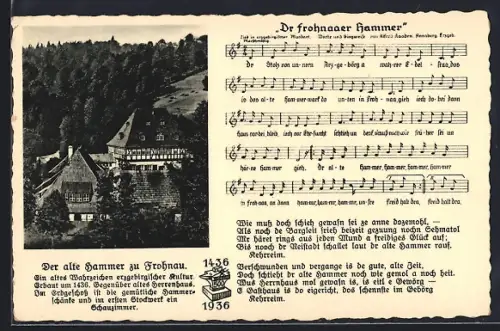 AK Frohnau / Erzg., Gasthaus Alter Hammer, Lied Dr frohnaer hammer, 500 Jahre Hammerwerk, 1436-1936