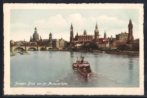 AK Dresden, Blick von der Marienbrücke