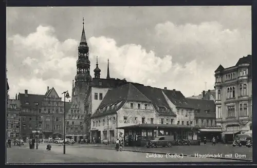 AK Zwickau /Sachs, Hauptmarkt mit Dom
