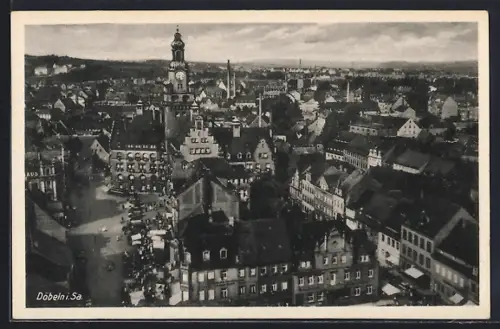 AK Döbeln i. Sa., Marktplatz, Rathaus, Stadtansicht