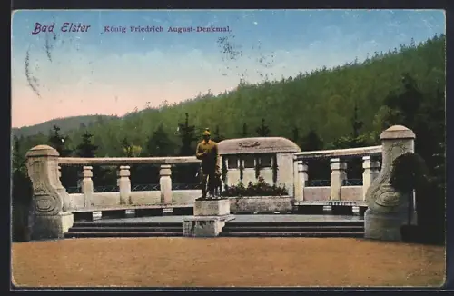 AK Bad Elster, König Friedrich August-Denkmal