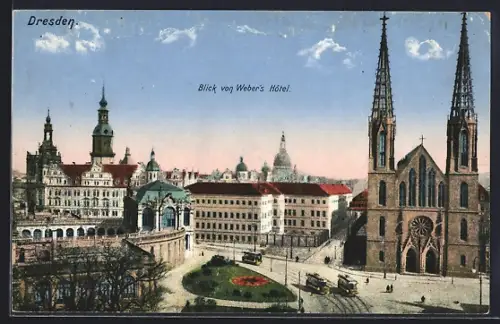 AK Dresden, Blick von Webers Hotel