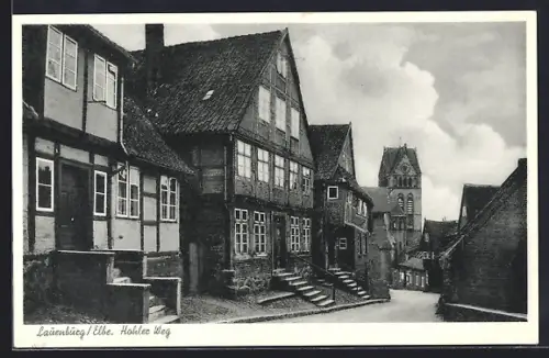 AK Lauenburg /Elbe, Holster Weg, Fachwerkhäuser, Kirche
