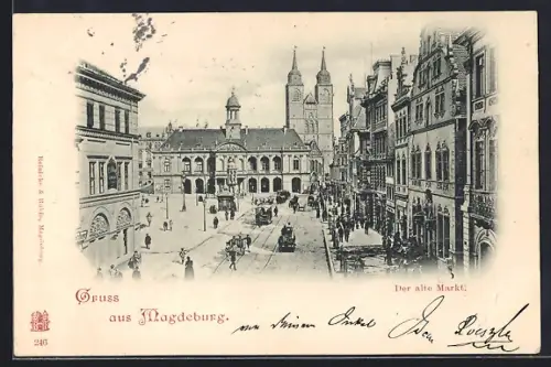 AK Magdeburg, Alter Markt, Rathaus, Dom