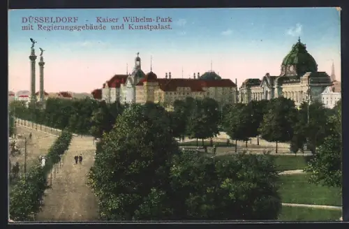 AK Düsseldorf, Kaiser Wilhelm-Park, Regierungsgebäude, Kunstpalast