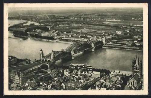 AK Köln, Hohenzollernbrücke, Fliegeraufnahme