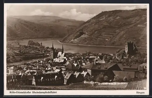 AK Bingen / Rhein, Stadtansicht, Rhein, Burg, Kirche