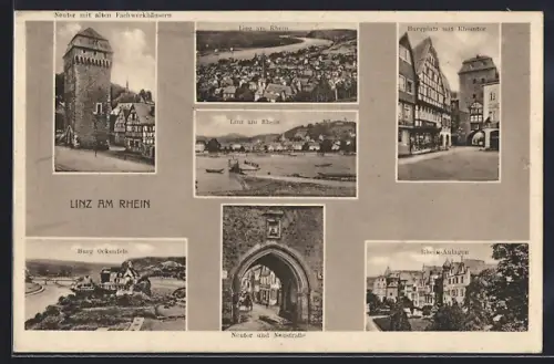 AK Linz am Rhein, Burgtor, Burg Ockenfels, Rheinanlagen