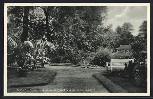 AK Krefeld a. Rhein, Schönwasserpark, Botanischer Garten