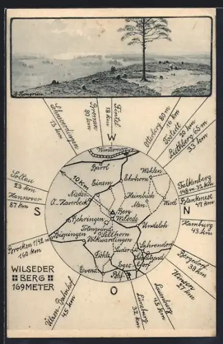 AK Behringen / Lüneburger Heide, Landkarte mit Bergen