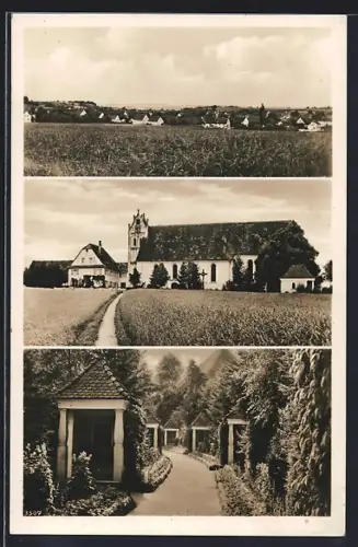AK Aufhofen / Biberach, Teilansicht, Wallfahrtskirche, Strassenpartie