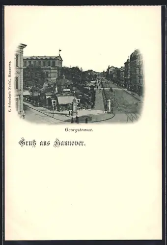 AK Hannover, Georgstrasse mit Cafe Kröpcke