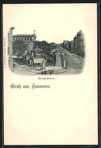 AK Hannover, Georgstrasse mit Cafe Kröpcke