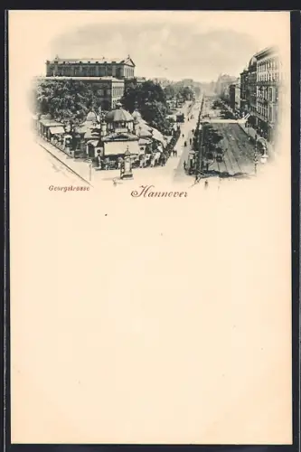 AK Hannover, Georgstrasse mit Cafe Kröpcke
